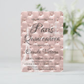 Roze Rose Goud Parijs Quinceañera Viering Kaart (Staand voorkant)