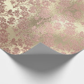 Roze Rose Goud Poeder Faux Blush Bloemen Damast Cadeaupapier (Hoek)