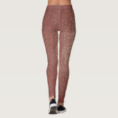 Roze Rose Goud Poeder Glitter Sparkly Glam Zwart Leggings (Achterkant)
