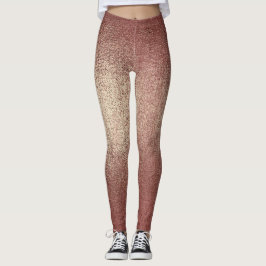 Roze Rose Goud Poeder Glitter Sparkly Glam Zwart Leggings