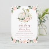 Roze Rose Goud Pompoen Meisje Baby shower Invitati (Staand voorkant)