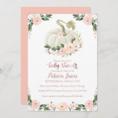 Roze Rose Goud Pompoen Meisje Baby shower Invitati (Voorkant / Achterkant)