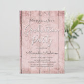 Roze Rose Goud Rustiek Hout Afstudeerfeest Kaart (Staand voorkant)