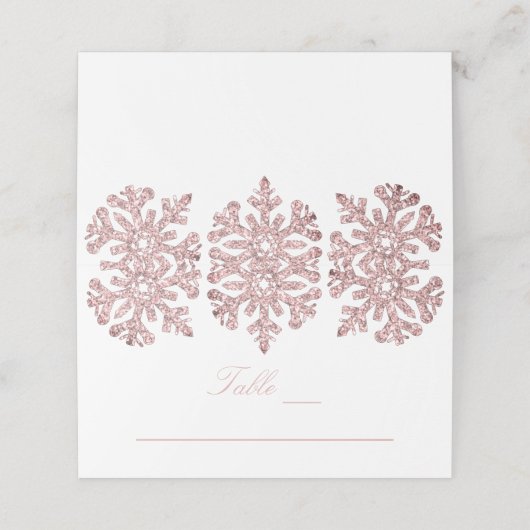 Roze Rose Goud Sneeuwvlokken Winter Zoet Zestien Plaatskaartje (Buitenkant ongevouwen)