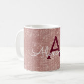 Roze Rose Goud Sparkle Bling Monogram Naam Koffiemok (Voorkant links)