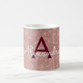 Roze Rose Goud Sparkle Bling Monogram Naam Koffiemok (Center)