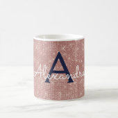 Roze Rose Goud Sparkle Bling Monogram Naam Koffiemok (Center)