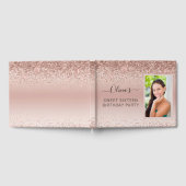 Roze Rose Goud Sparkle Glitter Foto 16e Verjaardag Gastenboek (Volledig)