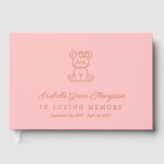 Roze Rose Goud Teddy Bear Meisje In Liefdevolle He Gastenboek (Voorkant)