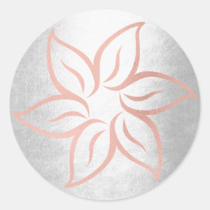 Roze Rose Goud Zilver Grijs Metallic Mandala Bloem Ronde Sticker
