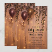 Roze Rose Gouden Ballonnen Lichten Ivy Baby shower Kaart (Voorkant / Achterkant)