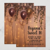 Roze Rose Gouden Ballonnen Lichten Rustieke Ivy Sw Kaart (Voorkant / Achterkant)