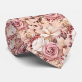 Roze Rose Gouden Bloemen Bloemen Bloemen Stropdas (Opgerold)