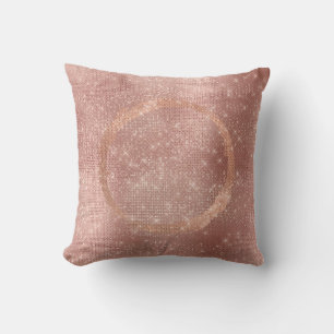 Roze Rose Gouden Borstel Cirkel Sequin Sparkly Kussen