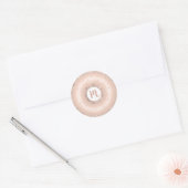 Roze rosé gouden donut glitter monogram script ronde sticker (Envelop)