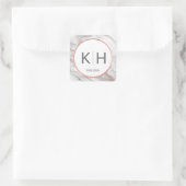ROZE ROSE Gouden FOLIE Marmeren Bruiloft Monogram  Vierkante Sticker (Tas)