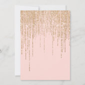 Roze Rose Gouden Glitter Fringe Gordijn Quinceañer Kaart (Achterkant)