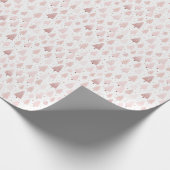 Roze Rose Gouden Kerstbomen Witte Kerst Cadeaupapier (Hoek)