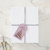 Roze Rose Gouden Kerstboom Cadeaulabel (Met Touw)