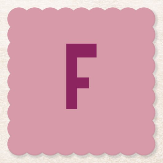 Roze Rose Gouden Letter F Monogram Vierkant Gescal Kartonnen Onderzetters (Voorkant)