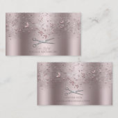 Roze Rose Gouden Vlinders Zilveren Schaar Stylist Visitekaartje (Voorkant / Achterkant)
