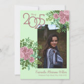 Roze Rose Gr Foto Afstuderen Aankondiging (Voorkant)
