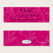Roze Rose Graphic Wedding Drink Ticket Mini Visitekaartjes (Voorkant /achterkant)