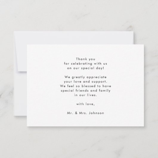 Roze Rose Greenery Elegant Script Hartelijk dank Kaart (Achterkant)