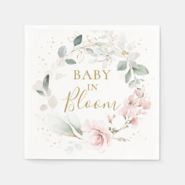 Roze Rose Greenery Foliage Baby shower Napkins Servet