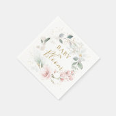 Roze Rose Greenery Foliage Baby shower Napkins Servet (Hoek)