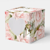 Roze Rose & Greenery Leaves Wedding Heart Bedankdoosjes (Voorkant Zijde)