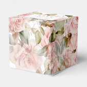 Roze Rose & Greenery Leaves Wedding Heart Bedankdoosjes (Achterkant)