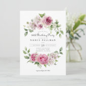 Roze Rose Groen Bloemenboog 90ste Verjaardagsfeest Kaart (Staand voorkant)