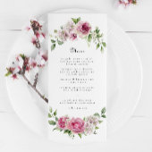 Roze Rose groen bloemenboog bruiloft of verjaardag Menu