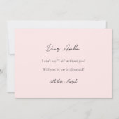 Roze Rose Groen Bruidsmeisje Voorstel Kaart (Achterkant)