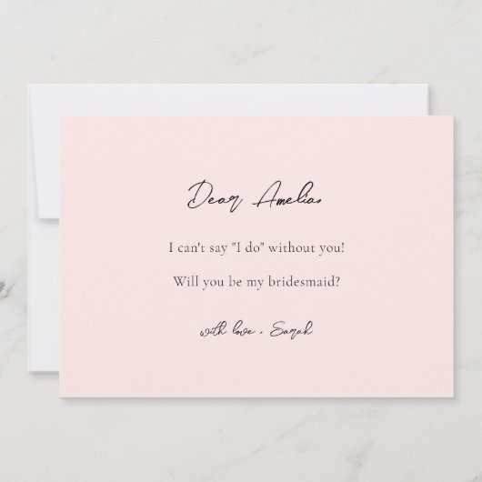 Roze Rose Groen Bruidsmeisje Voorstel Kaart (Achterkant)