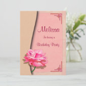 Roze Rose Happy Birthday Kaart (Staand voorkant)