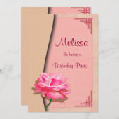 Roze Rose Happy Birthday Kaart (Voorkant / Achterkant)