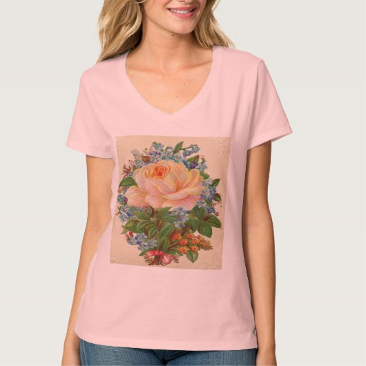 Roze Rose, Happy Birthday moeder T-shirt (Voorkant)