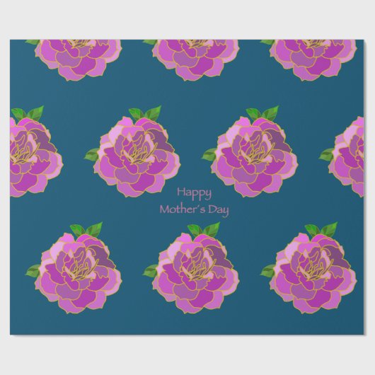 Roze Rose Happy Moederdag Cadeaupapier (Vlak)