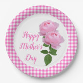 Roze Rose Happy Moederdag Floral Papieren Bordje (Voorkant)