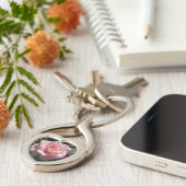 Roze Rose Heart Keychain (Zijkant)