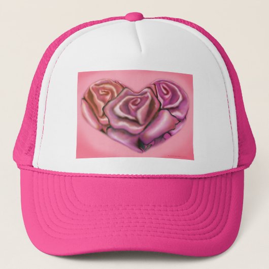 Roze Rose Heart Trucker Pet (Voorkant)