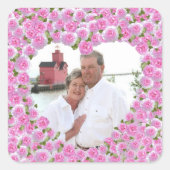 Roze Rose Heart Vierkante Sticker (Voorkant)