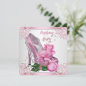 Roze Rose High Hielleace Parells Birthday Party Kaart (Staand voorkant)