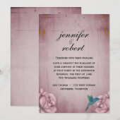 Roze Rose Hummingbird Weddenschap Kaart (Voorkant / Achterkant)