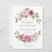 Roze Rose Hydrangea Bloemenboog Vrijgezellenfeest Kaart (Voorkant)