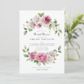 Roze Rose Hydrangea Bloemenboog Vrijgezellenfeest Kaart (Staand voorkant)