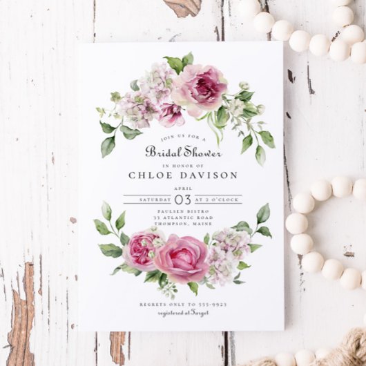 Roze Rose Hydrangea Bloemenboog Vrijgezellenfeest Kaart