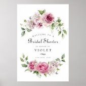 Roze Rose Hydrangea Bloemenboog Vrijgezellenfeest Poster (Voorkant)